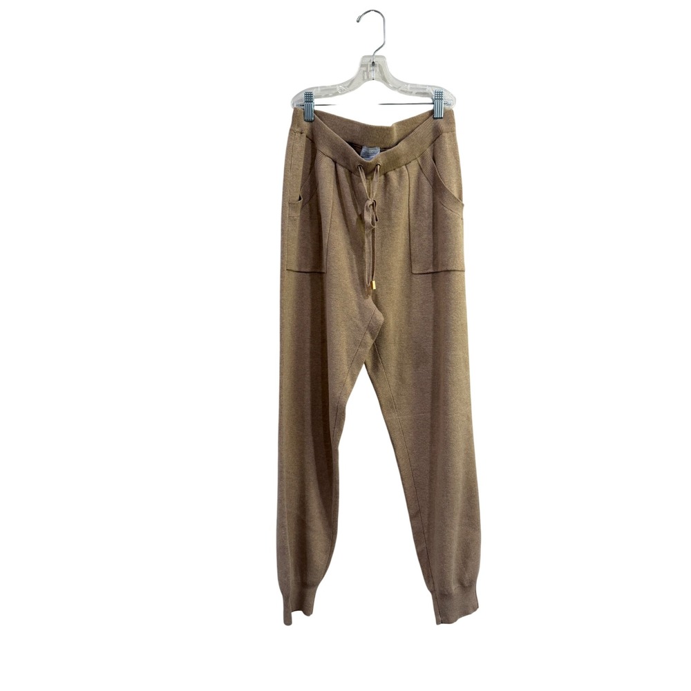 Chicos Zenergy Tan Knit Joggers Cotton Cashmere Blend Drawstring Pants 0R=S